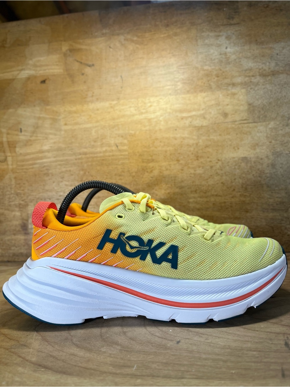 Hoka One One Bondi X Womens Size 9 Running Shoes Sneakers Orange Yellow